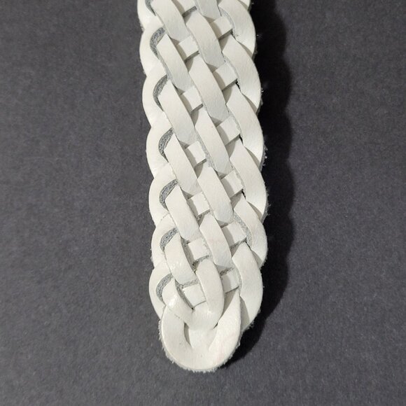 White Woven Casual Design Genuine Leather Belt ~ Made in Guatemala ~ Size ML - Picture 6 of 8